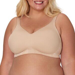 NEW Playtex Womens 18 Hour Back & Side Smoothing Wireless Bra Nude Brown 40DDD